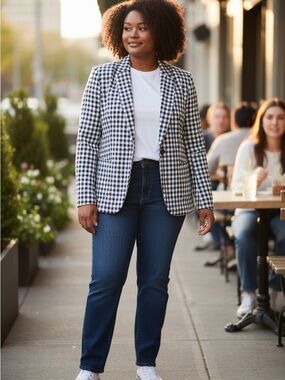 J.Crew Parke Gingham Blazer Linen Cotton size 18